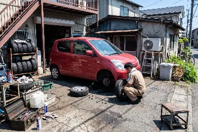 タイヤ交換・タイヤ作業をしている様子