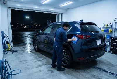 自動車の板金・塗装作業をしている様子