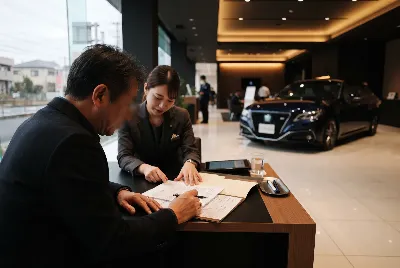 中古車の販売・買取をしている様子