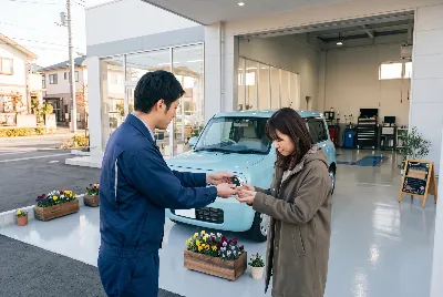 カーリースの契約・引き渡しをしている様子