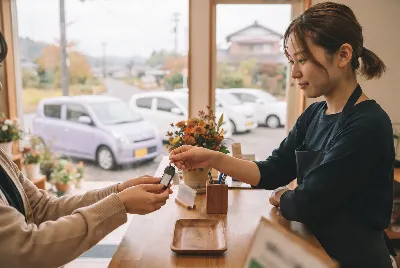レンタカーの受付・貸出をしている様子
