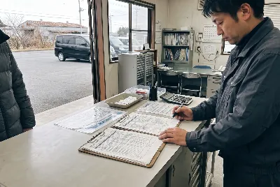 中古車の販売・買取をしている様子