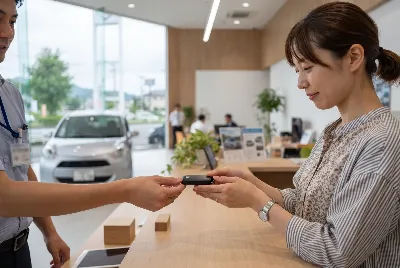 カーリースの契約・引き渡しをしている様子