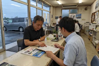中古車の販売・買取をしている様子
