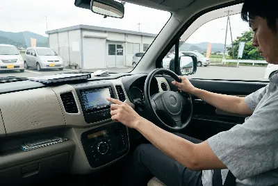レンタカーの受付・貸出をしている様子